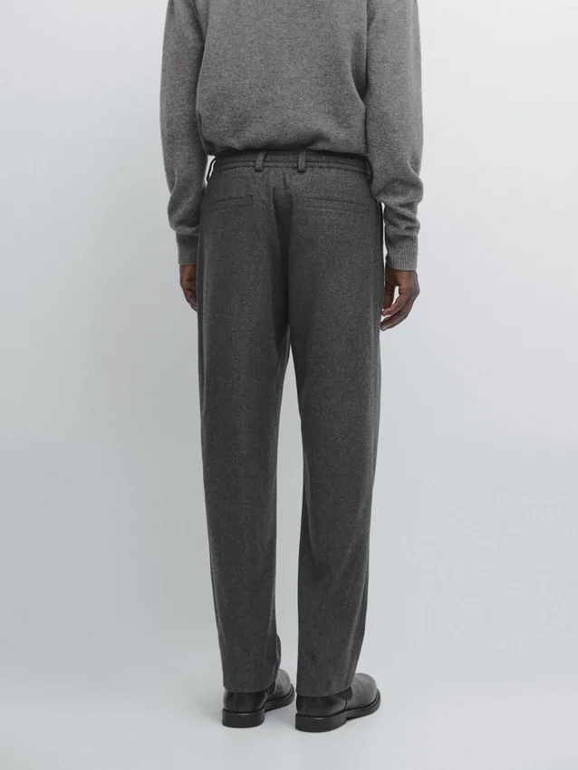 Wool Blend Flannel Trousers Wool Blend Flannel Trousers