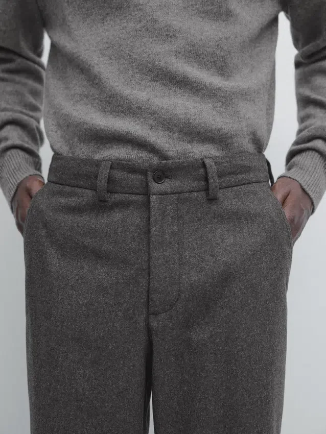 Wool Blend Flannel Trousers Wool Blend Flannel Trousers