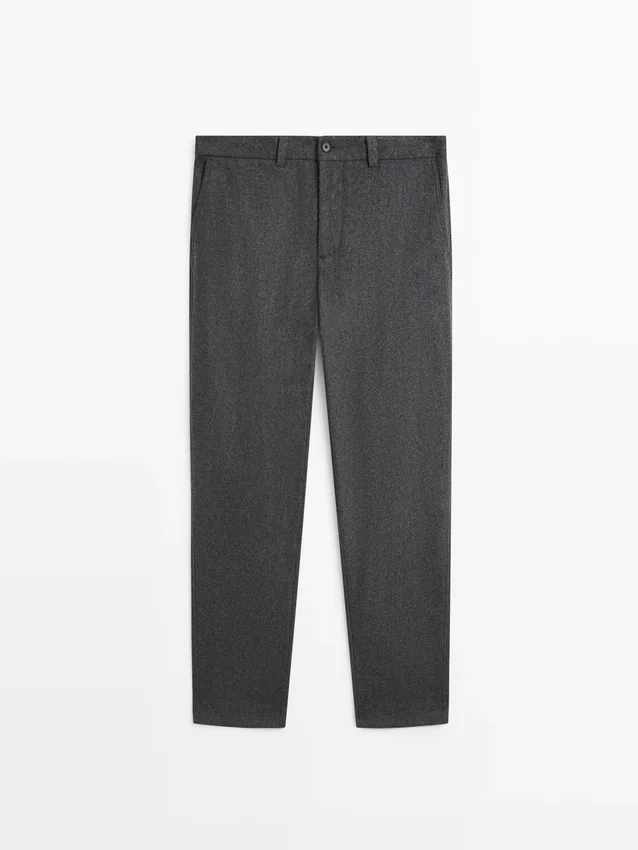 Wool Blend Flannel Trousers Wool Blend Flannel Trousers