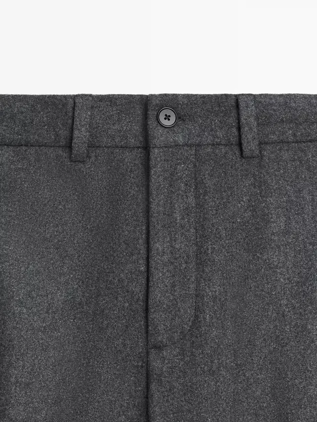 Wool Blend Flannel Trousers Wool Blend Flannel Trousers