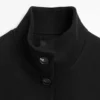 Wool Blend High Neck Coat with Button Fastening