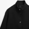 Wool Blend High Neck Coat with Button Fastening