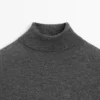 Wool Blend High Neck Knit Sweater