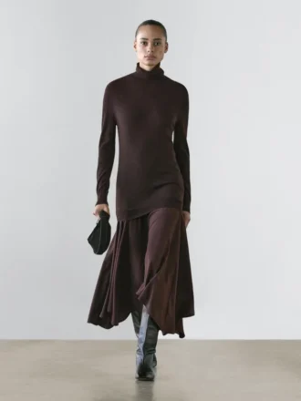 Wool Blend Knit Dress with Contrast Detail