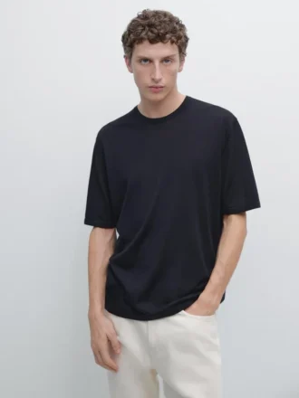 Wool Blend Knit T-Shirt