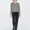 Wool Blend Knit V-Neck Sweater