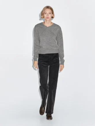 Wool Blend Knit V-Neck Sweater