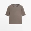 Wool Blend T-Shirt with Contrast Detail