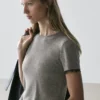 Wool Blend T-Shirt with Lace Detail