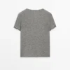 Wool Blend T-Shirt with Lace Detail