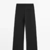 Wool Blend Trousers with Seam Detail