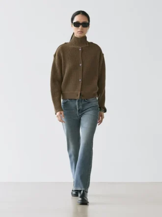 Wool Knit Cardigan with Button Details