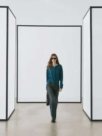 Wool Knit Cardigan with Covered Buttons