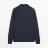Wool Knit Sweater with Polo Collar