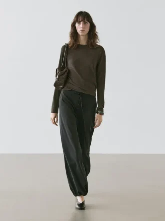 Wool Sarouel Trousers with Tie Detail